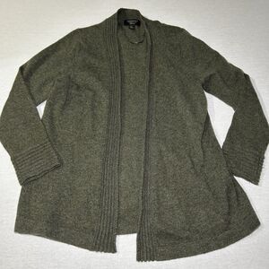 Charter Club women's 100% cashmere open-front cardigan in forest green, size s